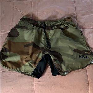 Never Fxcking Quit camo workout shorts